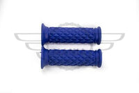 7/8" 22MM Cafe Racer Diamond Handlebar Grips Blue