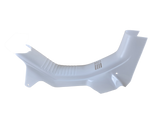 Honda Cub white custom leg shield showing centre spine and mounting shape