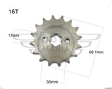 Front Chain Sprocket 428 17mm 16T Honda C50 C70 C90 Pitbike YX125 YX140 YX160