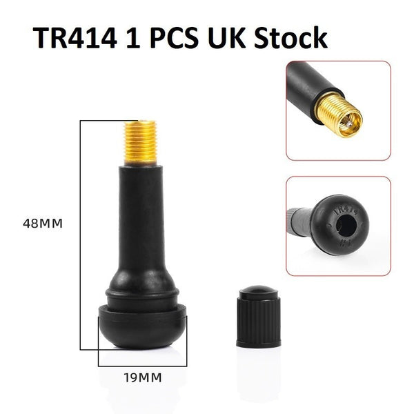 x1 PCS TR414 Tubeless Tyre Valve & Dust Caps Rubber Car Van Motorcycle Wheel