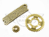 Chain & Sprocket set Honda C50 C70 C90 Lifan Upgrade Gold 428HD