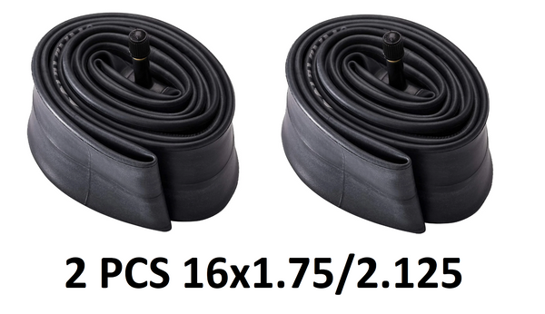 16x1.75/2.125 Rubber Inner Tube 16 in Straight Valve Bicycle Childrens E bike X2