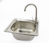 Stainless Steel Single Bowl Sink Insert Waste kit & Tap 37 X 32cm