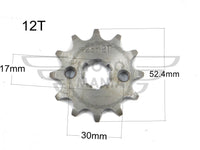 Front Chain Sprocket 428 17mm 12T  Honda C50 C70 C90 Pitbike YX125 YX140 YX160