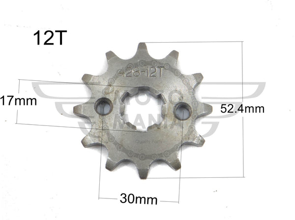 Front Chain Sprocket 428 17mm 12T  Honda C50 C70 C90 Pitbike YX125 YX140 YX160
