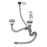 Double Bowl Sink Waste Kit Drainage Flex pipe PVC with Overflow Food trap