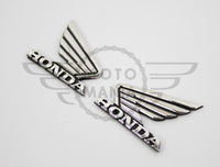 Honda Motorcycle Bike Badge x2 Silver Logo Decall 3D
