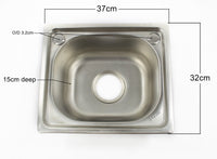 Stainless Steel Single Bowl Sink Insert Waste kit & Tap 37 X 32cm
