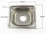 Stainless Steel Single Bowl Sink Insert Waste kit & Tap 37 X 32cm