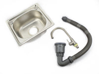 Stainless Steel Single Bowl Sink Insert Waste kit & Tap 37 X 32cm