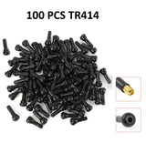 x100 PCS TR414 Tubeless Tyre Valve & Dust Caps Rubber Car Van Motorcycle Wheel